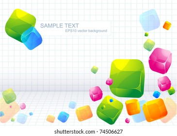 Color transparent cubes abstract. Vector background.