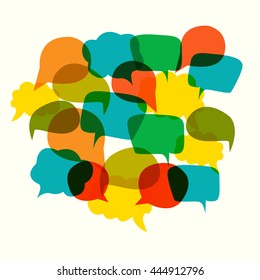 color transparent speech bubbles in conversation