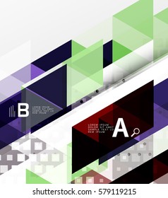 Color transparent trianlge tiles with infographic elements. Vector template background for workflow layout, diagram, number options or web design