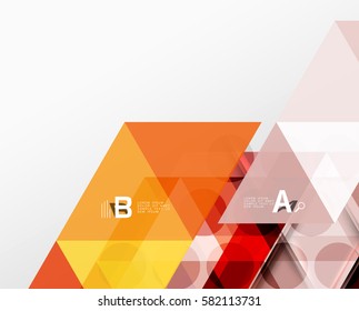 Color transparent trianlge tiles with infographic elements. Vector template background for workflow layout, diagram, number options or web design