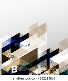 Color transparent trianlge tiles with infographic elements. Vector template background for workflow layout, diagram, number options or web design