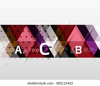 Color transparent trianlge tiles with infographic elements. Vector template background for workflow layout, diagram, number options or web design