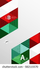 Color transparent trianlge tiles with infographic elements. Vector template background for workflow layout, diagram, number options or web design