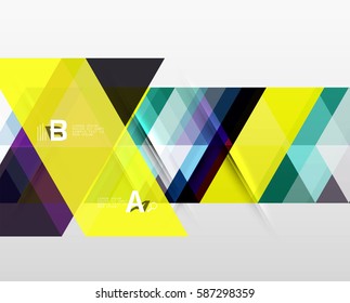 Color transparent trianlge tiles with infographic elements. Vector template background for workflow layout, diagram, number options or web design