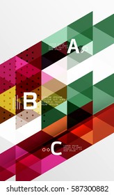 Color transparent trianlge tiles with infographic elements. Vector template background for workflow layout, diagram, number options or web design
