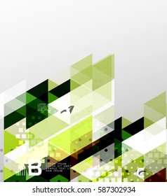 Color transparent trianlge tiles with infographic elements. Vector template background for workflow layout, diagram, number options or web design