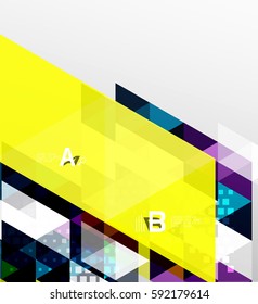 Color transparent trianlge tiles with infographic elements. Vector template background for workflow layout, diagram, number options or web design