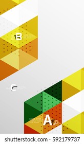 Color transparent trianlge tiles with infographic elements. Vector template background for workflow layout, diagram, number options or web design
