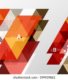 Color transparent trianlge tiles with infographic elements. Vector template background for workflow layout, diagram, number options or web design