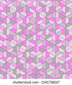 color trapezes. trapezium and hexagon geometric shapes. vector seamless pattern. simple pink and gray repetitive background. textile paint. fabric swatch. wrapping paper. continuous print