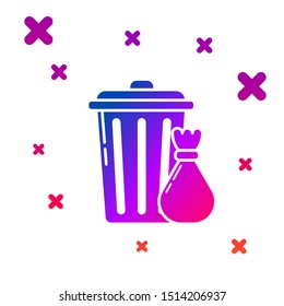 Color Trash can and garbage bag icon isolated on white background. Garbage bin sign. Recycle basket icon. Office trash icon. Gradient random dynamic shapes. Vector Illustration