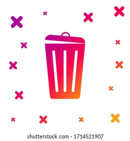 Color Trash can icon isolated on white background. Garbage bin sign. Recycle basket icon. Office trash icon. Gradient random dynamic shapes. Vector Illustration