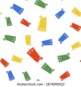 La barra de color puede enmarcar un patrón aislado sin fisuras en el fondo blanco. Signo de basurero. Icono de la canasta de reciclaje. Icono de papelera. Vector.