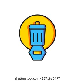 Color Trash can icon isolated on white background. Garbage bin sign. Recycle basket icon. Office trash icon. Flat filled outline style with shadow. Vector