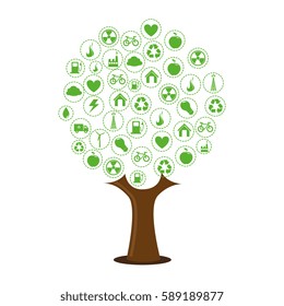 color tree with environment of recycle and ecology