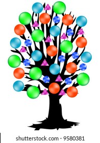 Color tree with globe- vector illustration