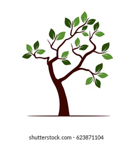 Color Tree with Leafs. Vector Illustration.