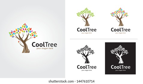 Color Tree minimalist and creative logo set