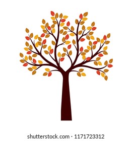 Color Tree and Roots. Vector Illustration. Nature and garden.
