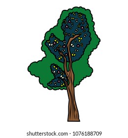 color tree stalk with exotic leaves branches