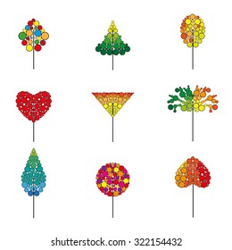 Color trees icon set 