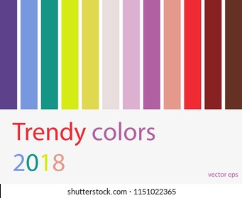 Color Trend 2018. Vector pallete of trendy colours. Fashion guide.