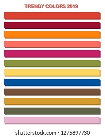 Color trend 2019. Vector palette of trendy colours. Fashion week in NY.