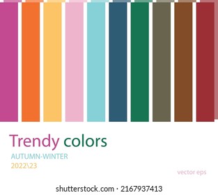 Color trend 2022-2023 autumn winter. Colour collection, fashion palette, vector. - Shutterstock ID 2167937413