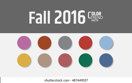Color trend palette for fall 2016. Different color paper cut out circles overlapping each other. Material design vector background.