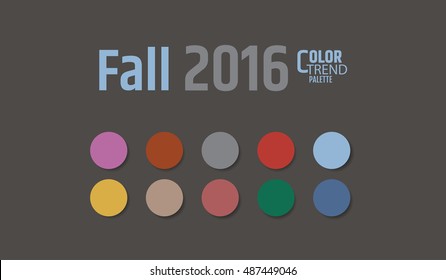 Color trend palette for fall 2016. Different color paper cut out circles overlapping each other. Material design vector background.