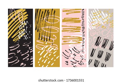 Color Trendy color bright hand drawn doodle abstract background - template design for poster, banner, social media post.