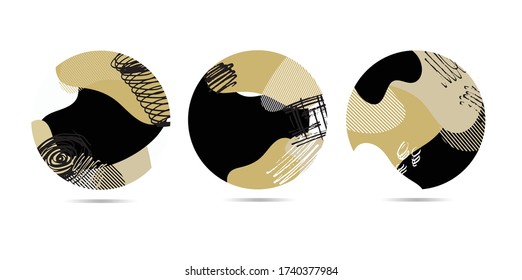 Color Trendy color bright hand drawn doodle abstract background - template design for poster, banner, social media post.