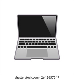 Color trendy modern laptop icon. Cartoon vector image of notebook isolated on white background. Sticker of flat style laptop. Vector 10 eps.