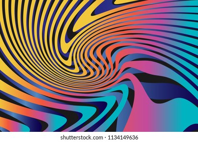 Color Trendy Twisted Lines Horizontal Background, Optical Illusion, Optical Art Abstract Background Wave Design  Ideal for Fabric, Wrapping Paper, Brochure, Leaflet, Flyer, Abstract Geometric Element