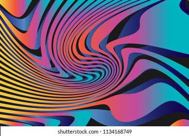 Color Trendy Twisted Lines Horizontal Background, Optical Illusion, Optical Art Abstract Background Wave Design  Ideal for Fabric, Wrapping Paper, Brochure, Leaflet, Flyer, Abstract Geometric Element