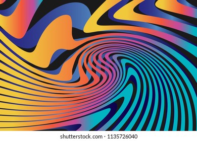 Color Trendy Twisted Lines Horizontal Background, Optical Illusion, Optical Art Abstract Background Wave Design  Ideal for Fabric, Wrapping Paper, Brochure, Leaflet, Flyer, Abstract Geometric Element