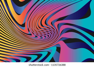 Color Trendy Twisted Lines Horizontal Background, Optical Illusion, Optical Art Abstract Background Wave Design  Ideal for Fabric, Wrapping Paper, Brochure, Leaflet, Flyer, Abstract Geometric Element