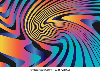 Color Trendy Twisted Lines Horizontal Background, Optical Illusion, Optical Art Abstract Background Wave Design  Ideal for Fabric, Wrapping Paper, Brochure, Leaflet, Flyer, Abstract Geometric Element