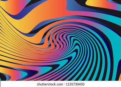 Color Trendy Twisted Lines Horizontal Background, Optical Illusion, Optical Art Abstract Background Wave Design  Ideal for Fabric, Wrapping Paper, Brochure, Leaflet, Flyer, Abstract Geometric Element