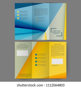 Color tri fold business brochure design with geometric elements