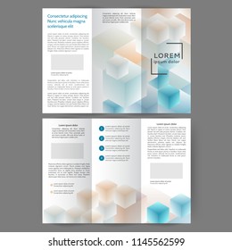 Color tri fold business brochure design with geometric elements