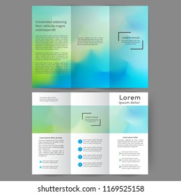 Color tri fold business brochure design with abstract blurred background