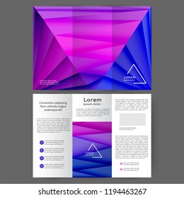 Color tri fold business brochure design with geometric elements