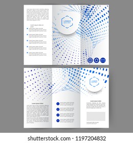 Color tri fold business brochure design with geometric elements