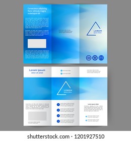 Color tri fold business brochure design with soft blurred background