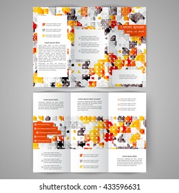 Color tri fold business brochure design template. Brochure layout with geometric elements