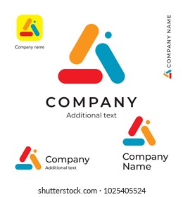 Color Triangle Abstract Logo. Bright Colorful Modern Identity Brand and App Icon Symbol. Concept Set Template Vector