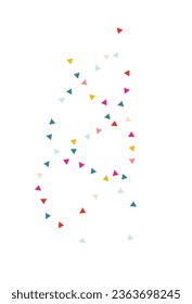 Color Triangle Carnaval Vector White Background. Celebration Confetti Banner. Flying Geometric Pattern. Happy Elements Independence Design.