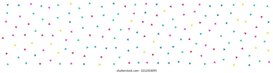 Color Triangle Celebrate Vector White Panoramic Background. Independence Elements Background. Abstract Confetti Design. Rainbow Geometric Flying Pattern.