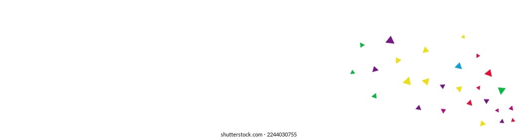 Color Triangle Celebration Vector White Panoramic Background. Christmas Confetti Backdrop. Festive Elements Banner. Falling Shapes Effect Wallpaper.